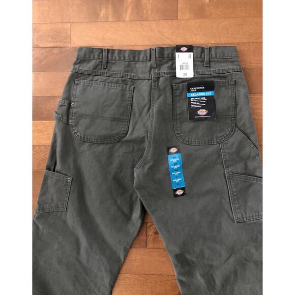NWT Dickies Carpenter jean relaxed fit straight fit green size 38 x 32 - Picture 9 of 12